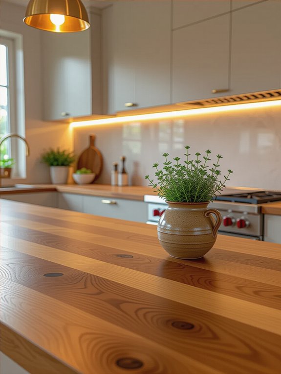 warm wood kitchen countertop