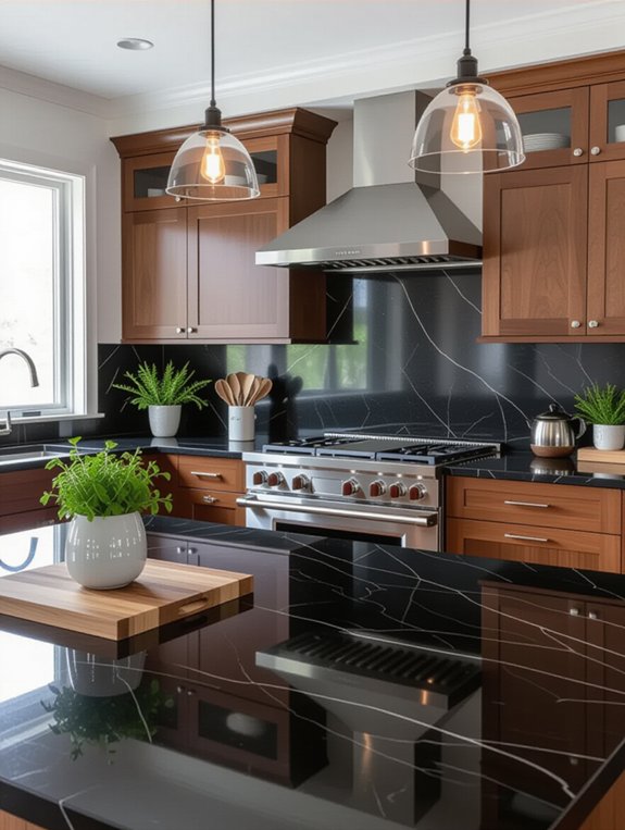 bold black kitchen countertop