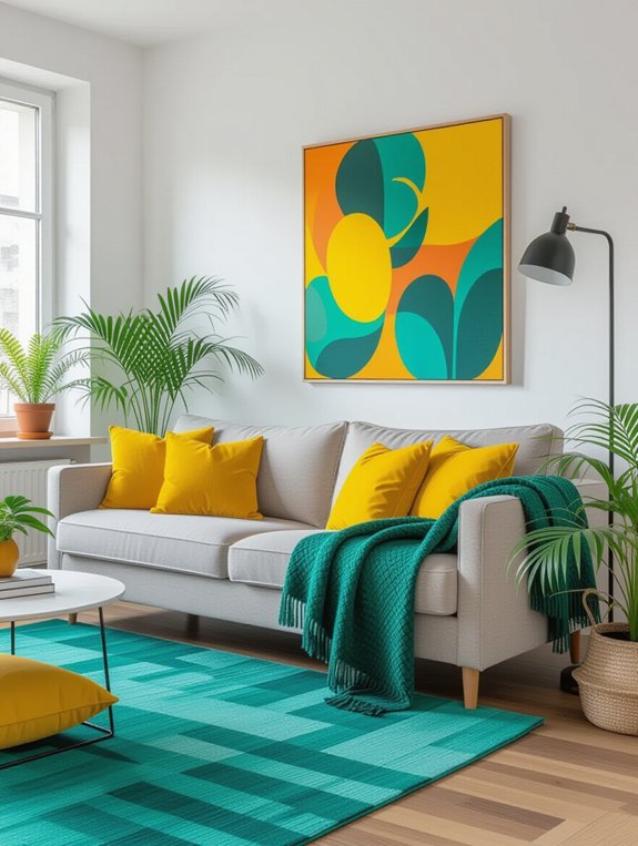 vibrant accents enliven beige