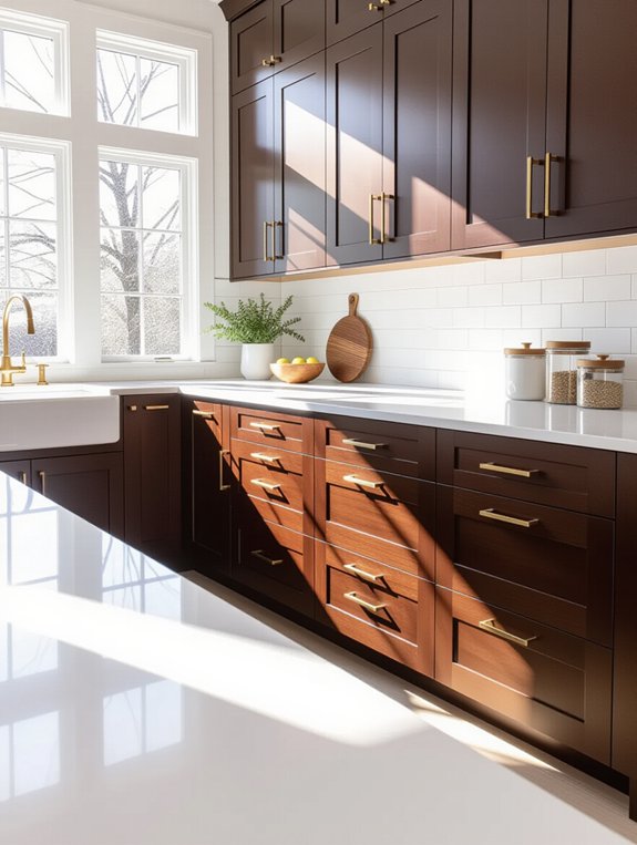 timeless dark brown cabinets