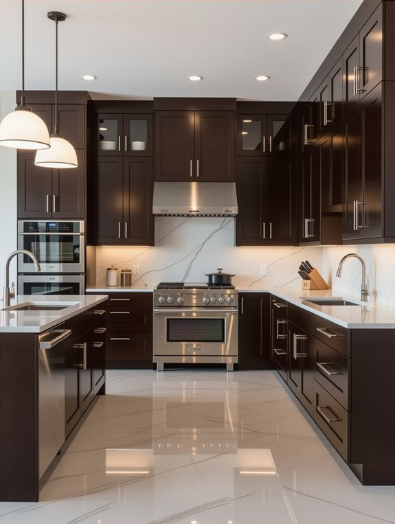 glossy cabinets enhance sophistication