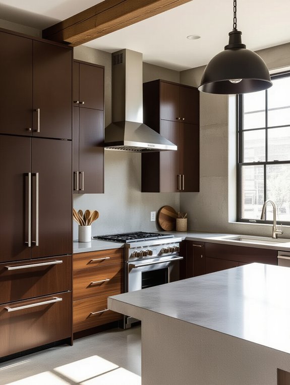 industrial kitchen with accents