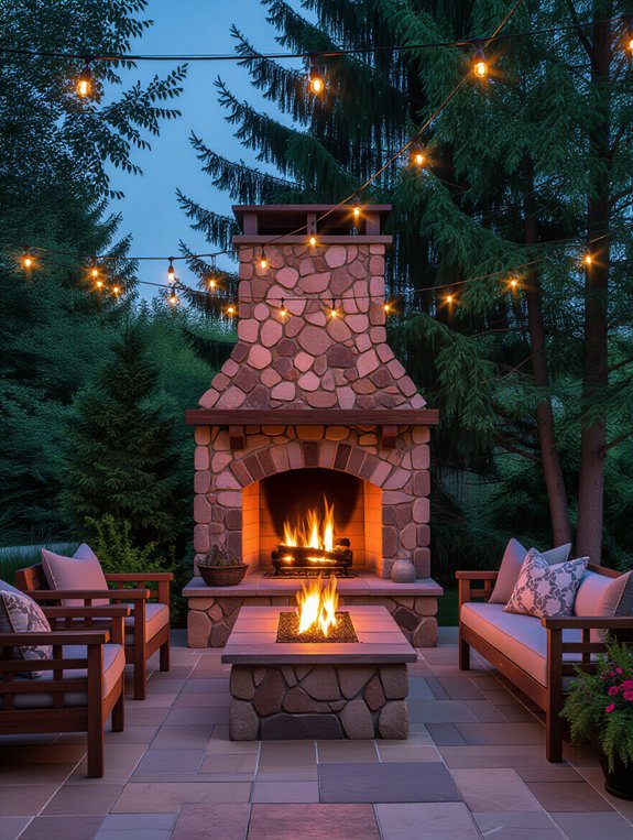 rustic stone outdoor hearth