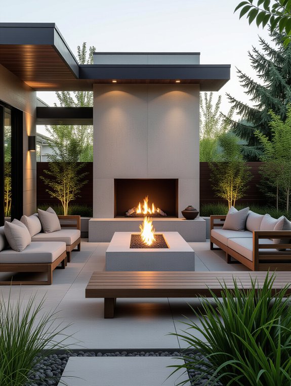 modern minimalist outdoor fireplace
