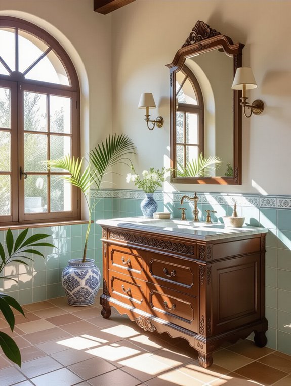 antique finish vanity unit
