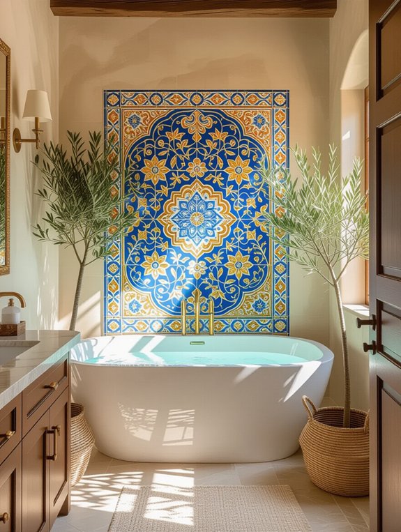 colorful decorative tile backsplash