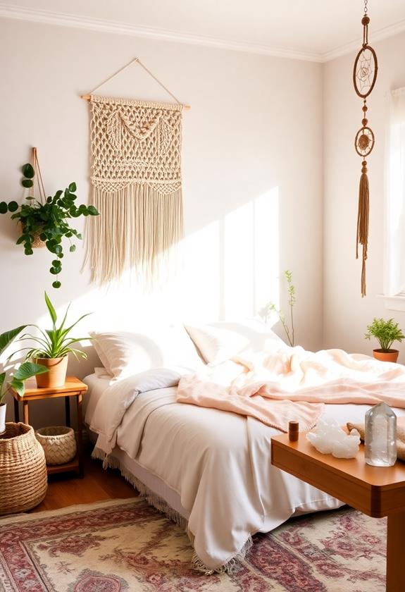 Decorative crystals in bedroom