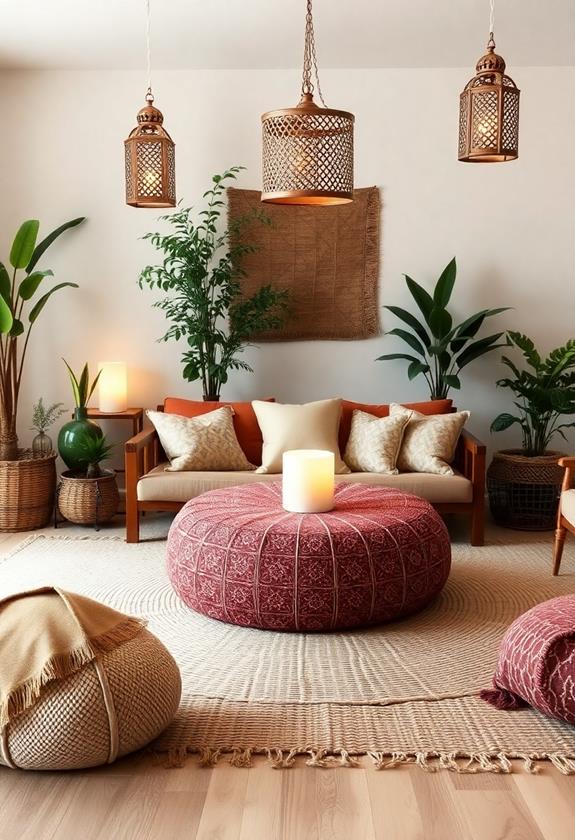 colorful Moroccan pouf