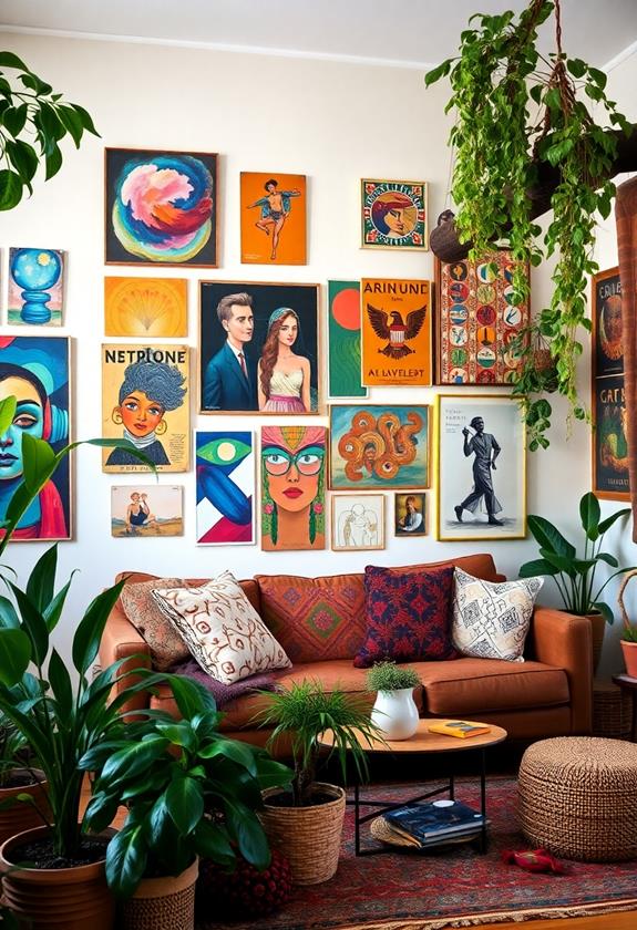 diverse art gallery wall