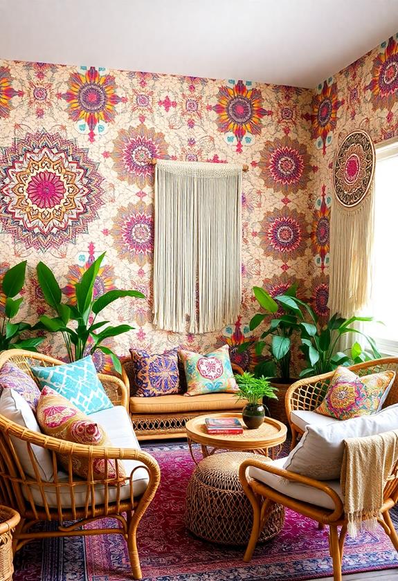bohemian patterned wallpaper
