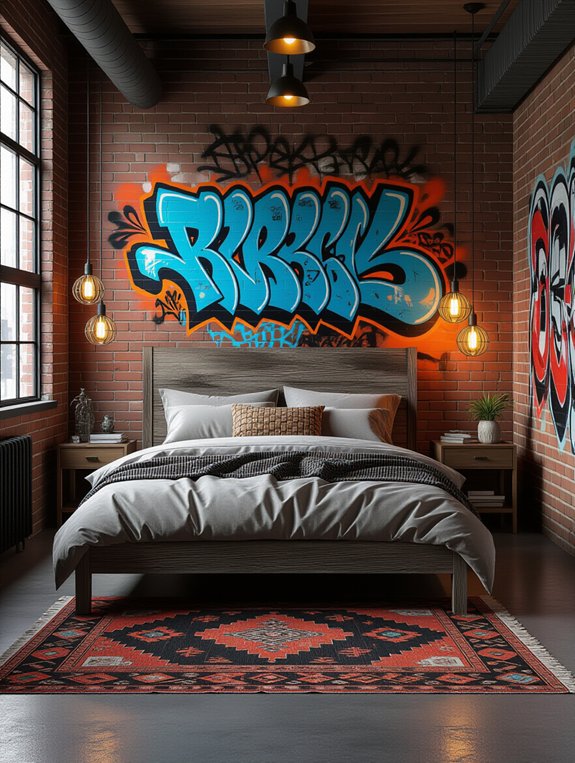 vibrant artistic bedroom accents