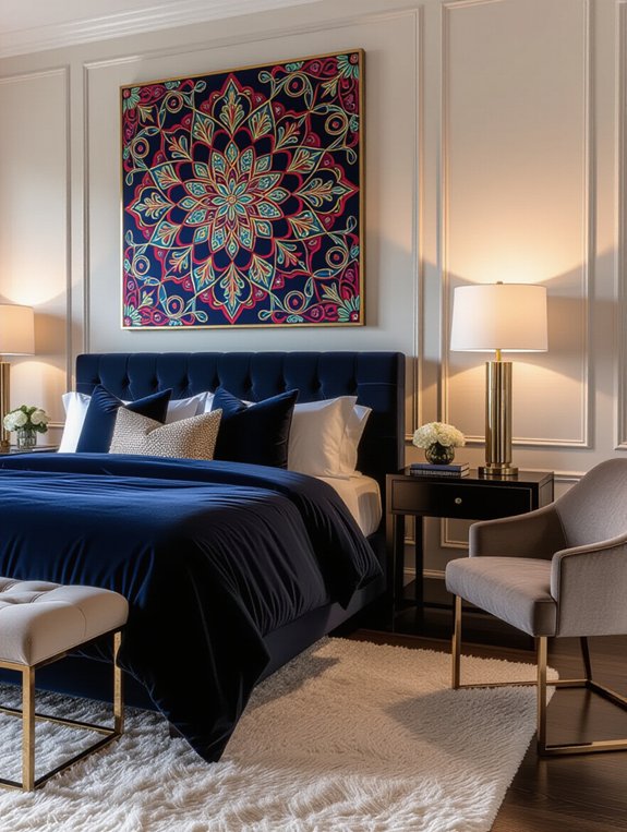 bold glamorous bedroom wall art