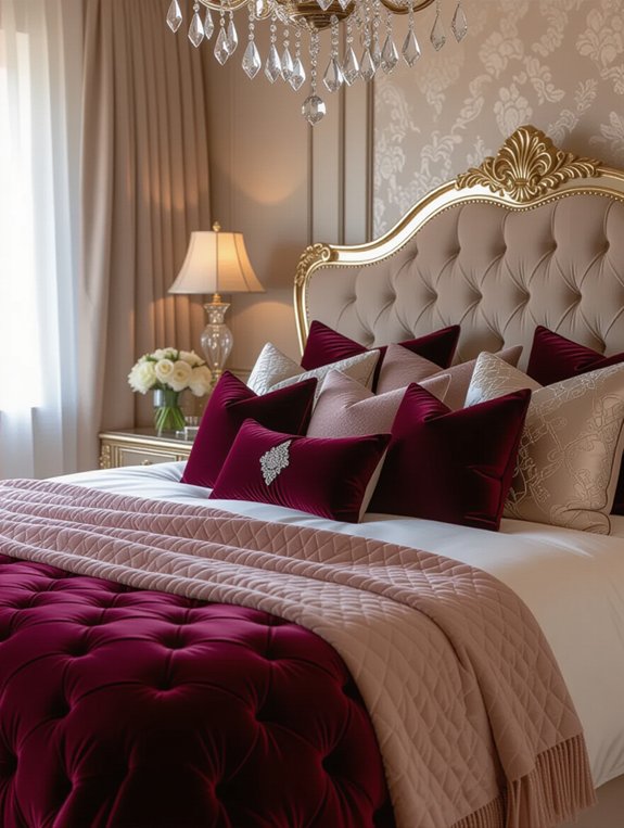 layered pillows and throws