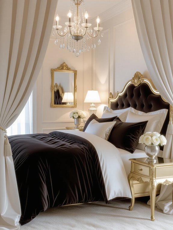 metallic gold and silver details