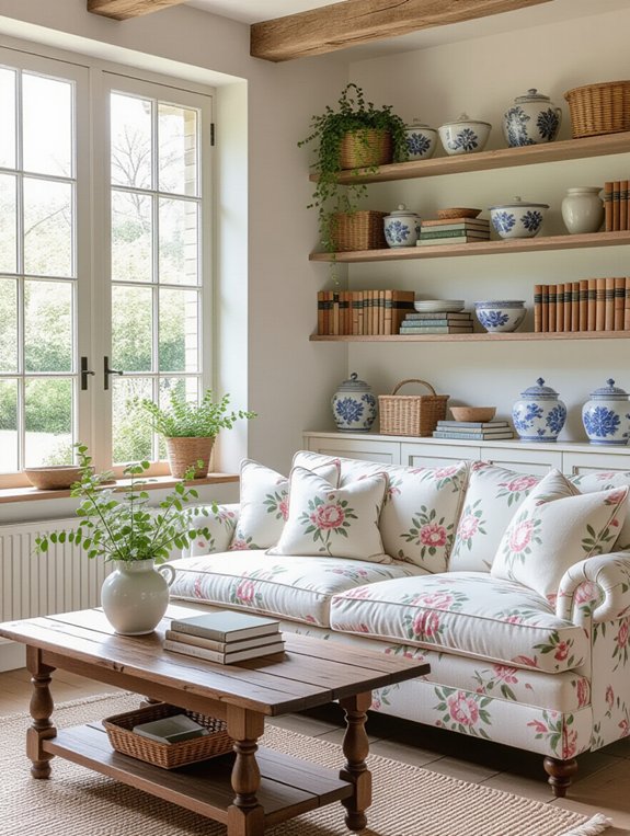 charming open shelving integration