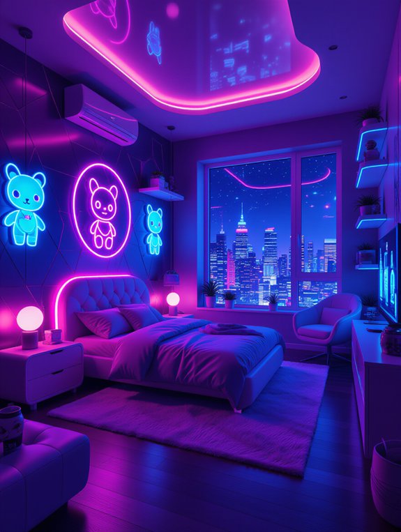 futuristic neon bedroom