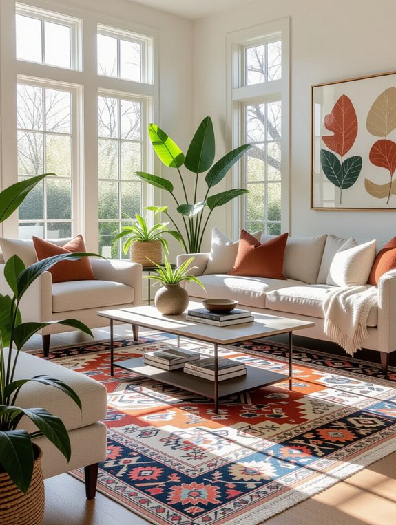 bold patterned area rug