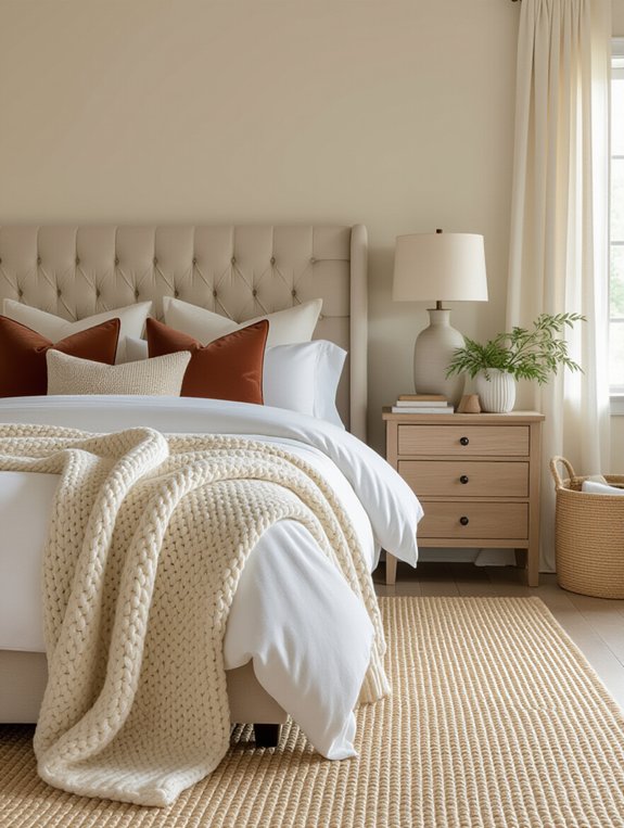 layered textures in bedroom