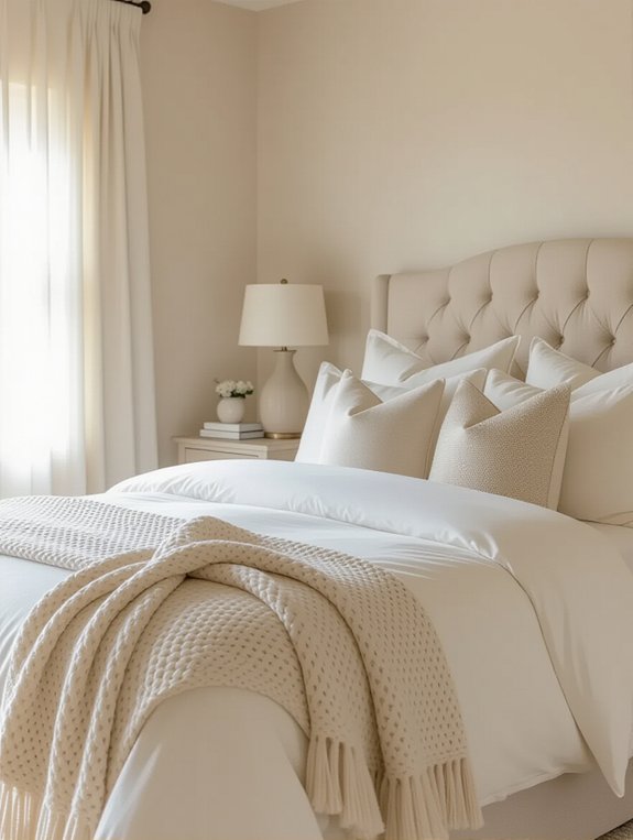 patterned beige bedding