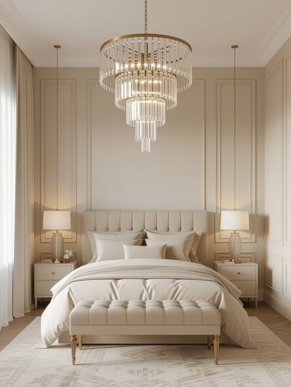 statement lighting in bedroom