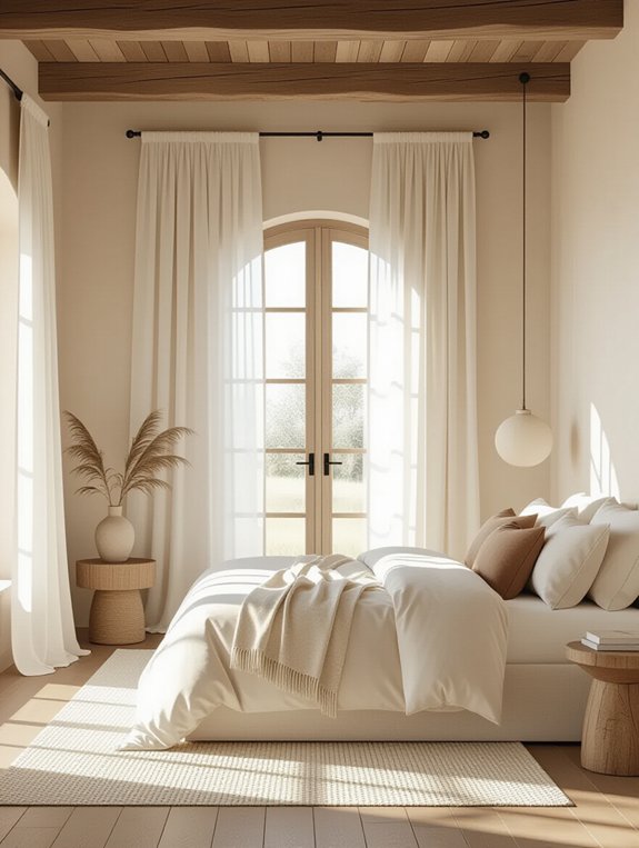 natural wood accents in bedroom