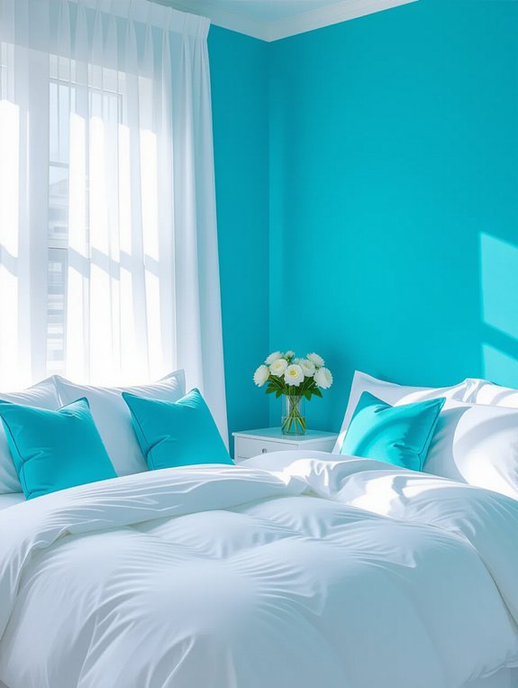 vibrant turquoise and white
