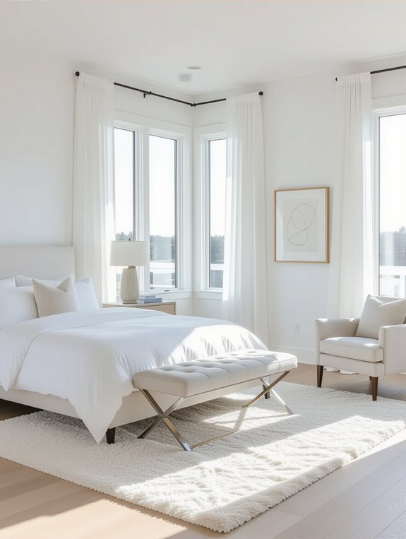 serene sophisticated white bedroom
