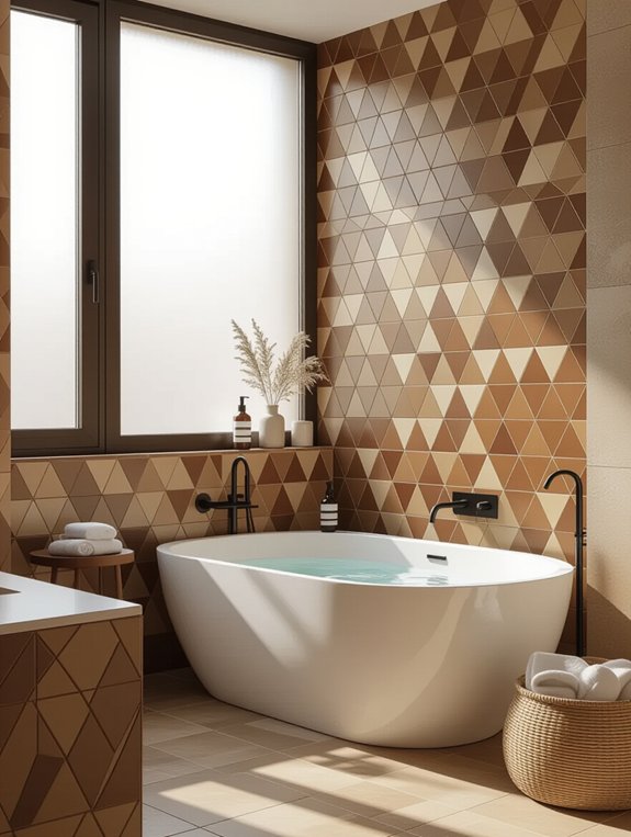 contemporary geometric brown tiles