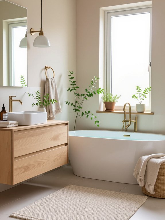 scandinavian-inspired light brown bathroom