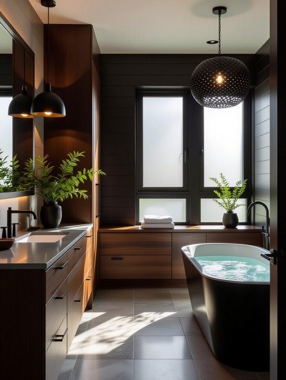 black lighting fixtures with wood