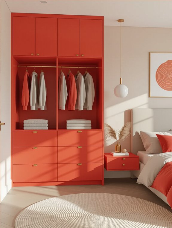 vibrant coral orange accents