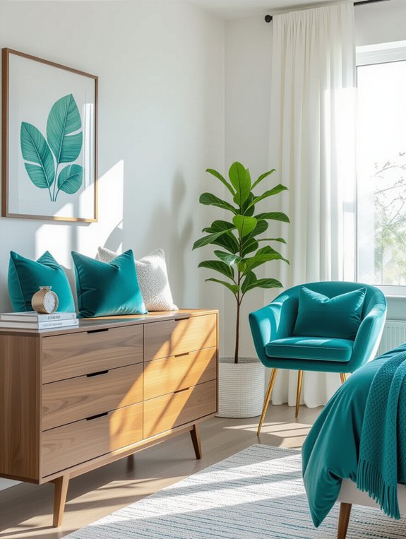 vibrant teal energizes bedrooms