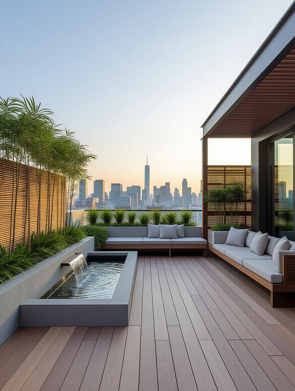 minimalist zen rooftop space