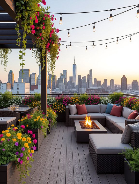 lush urban rooftop garden