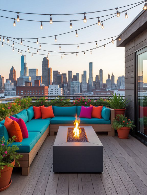 colorful rooftop patio