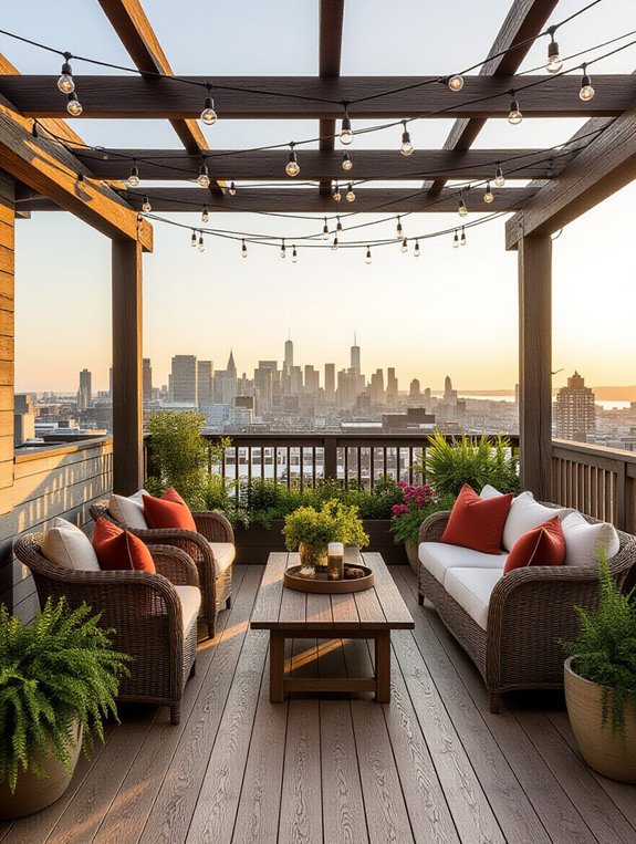 rustic rooftop with wood accents