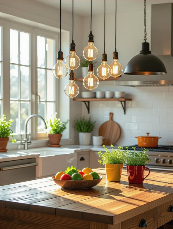unique lighting enhances kitchens