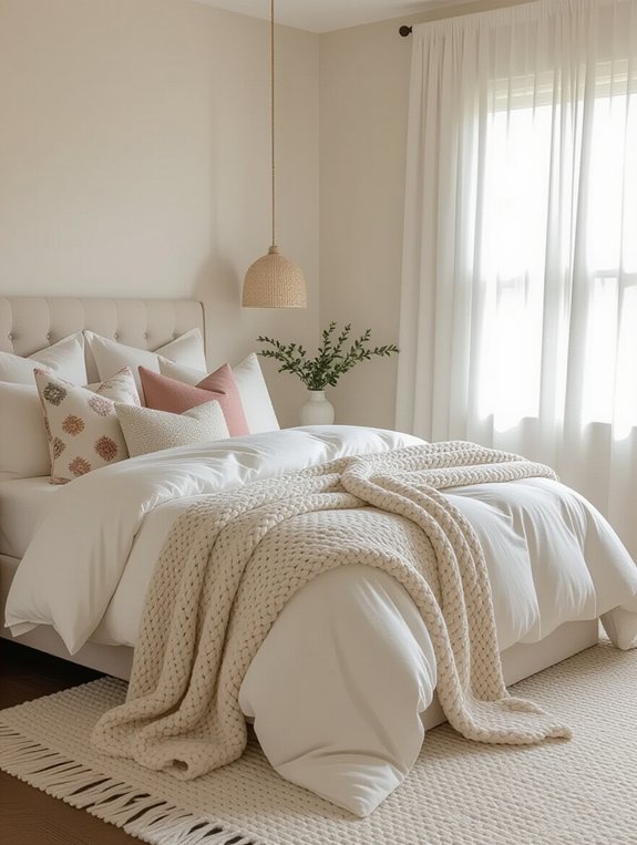 textile layering for cozy bedroom