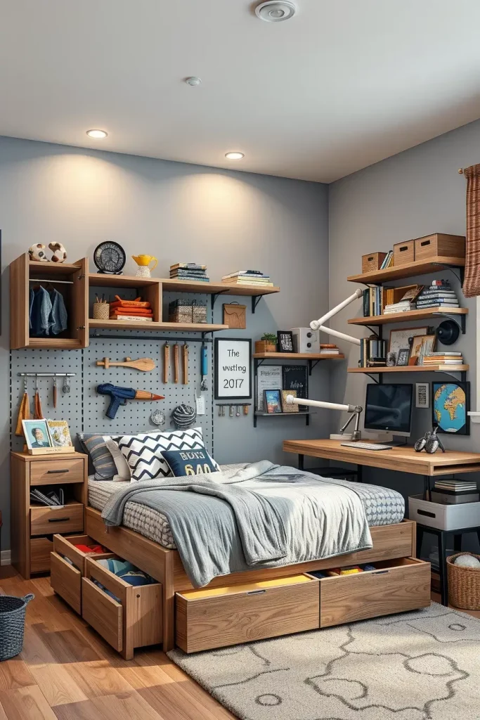 Organized Boys Bedroom