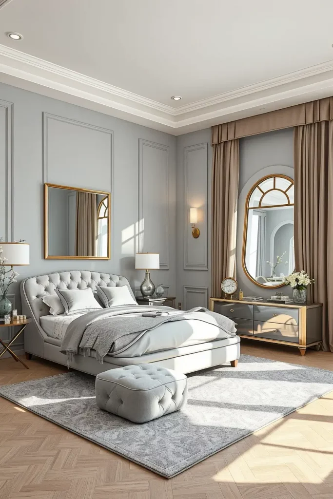 Layered Textures in a Gray Bedroom