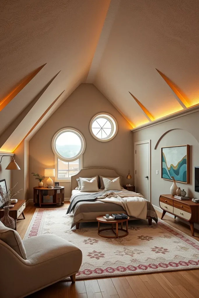 Oval Window in Attic Bedroom