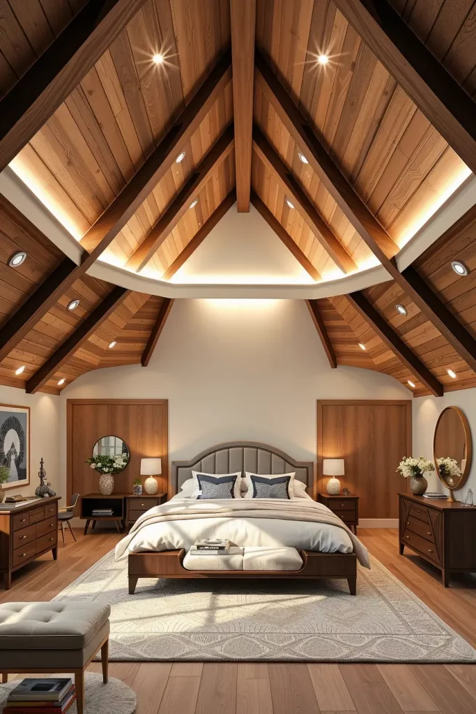 Artistic Ceiling in Attic Bedroom