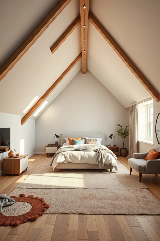 Open Layout in Attic Bedroom