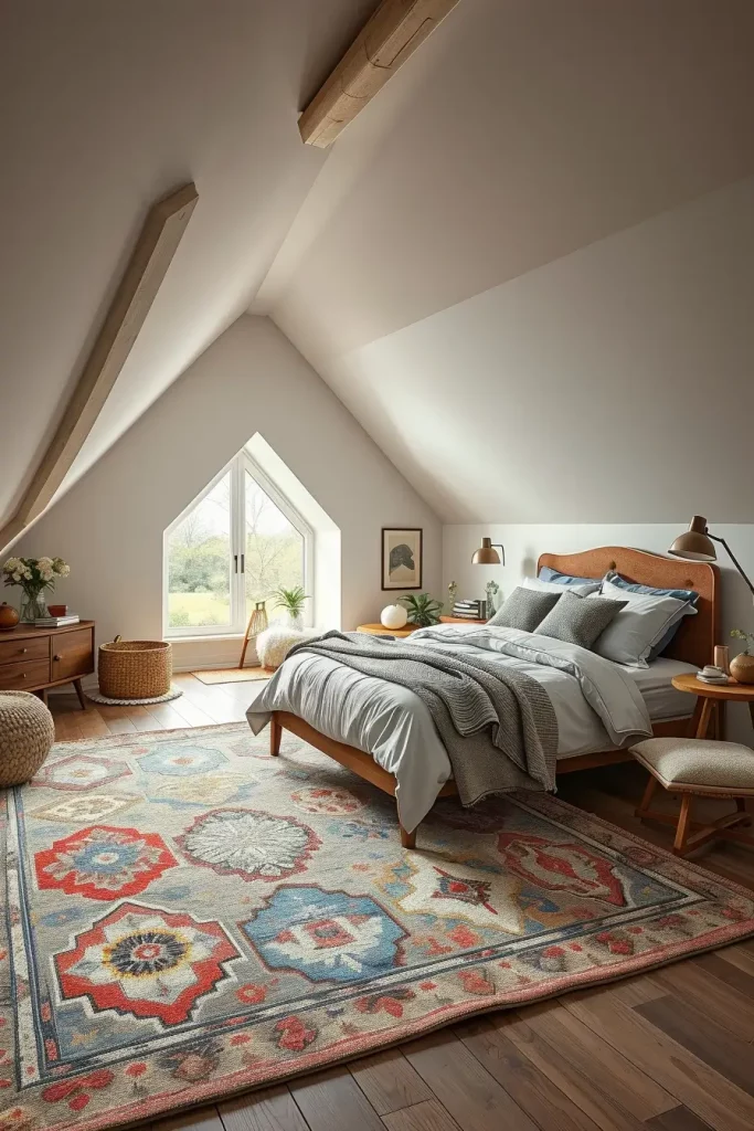 Textiles in Attic Bedroom