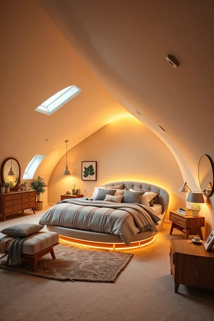 Soft Lighting in Attic Bedroom