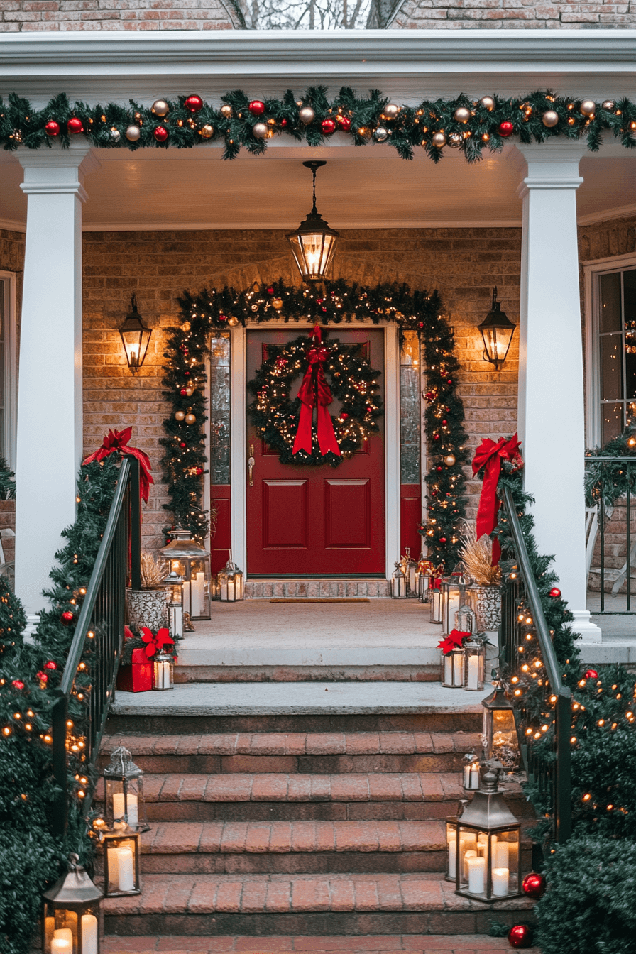 Vibrant Holiday Porch Lighting