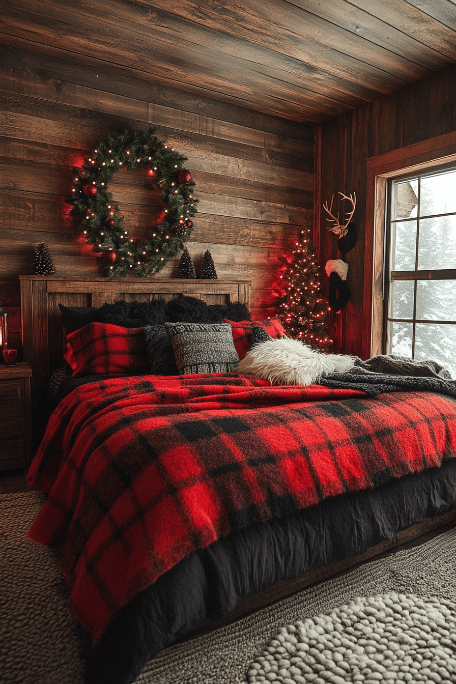 Cabin Inspired Christmas Bedroom