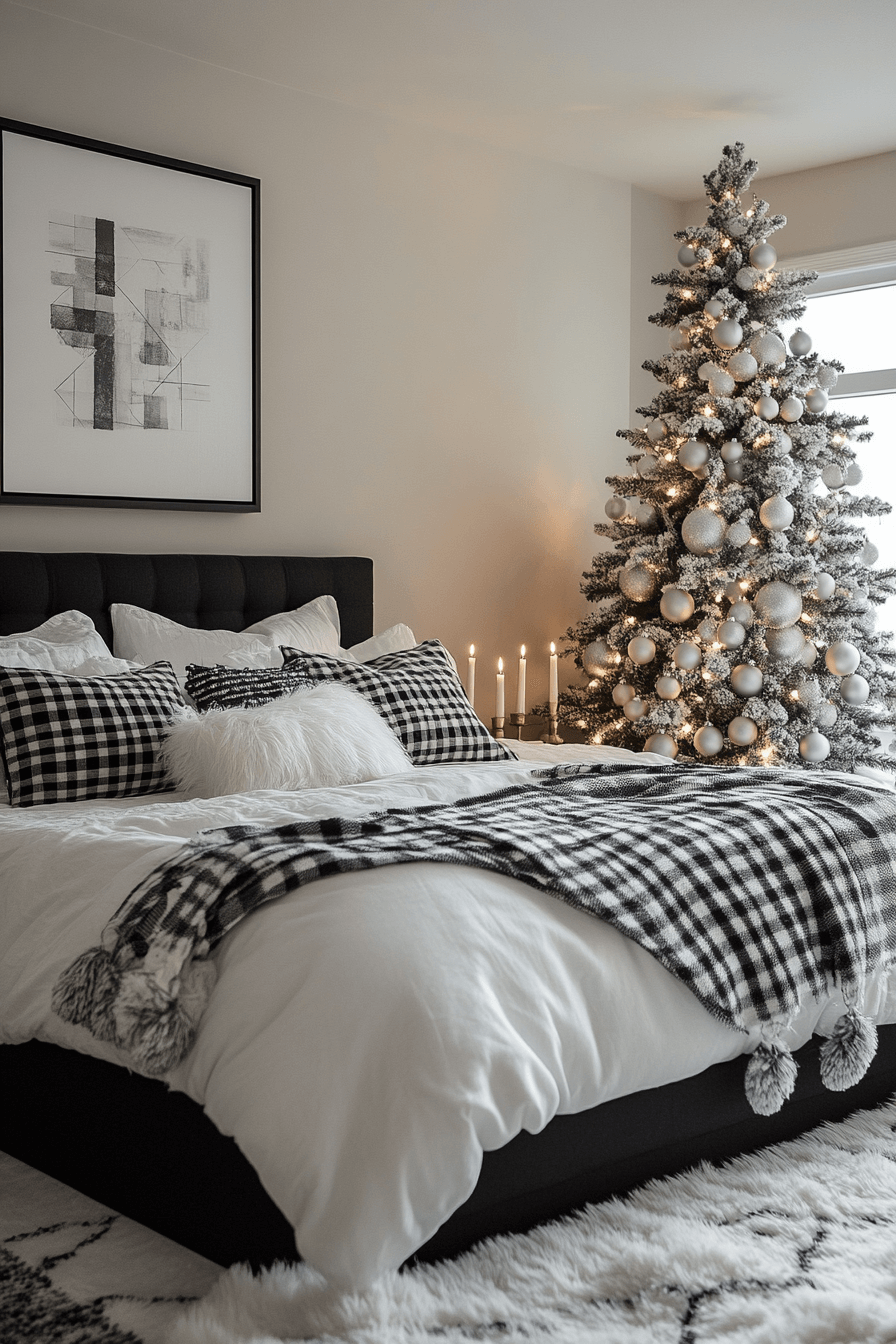 Black and White Christmas Bedroom