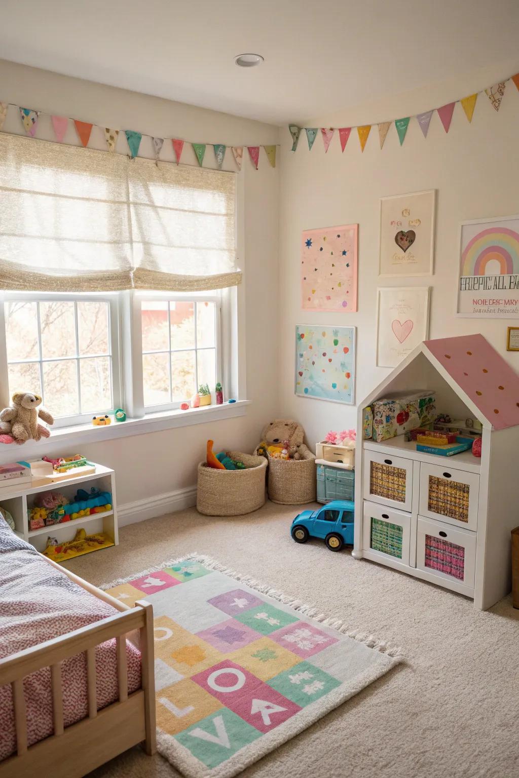 A vibrant play corner encourages creativity.