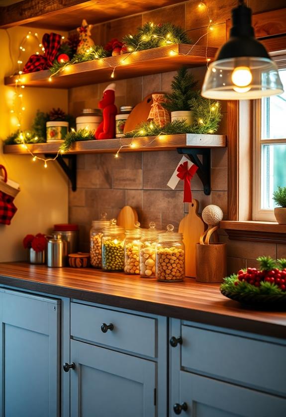 sparkling fairy lights in kitchen